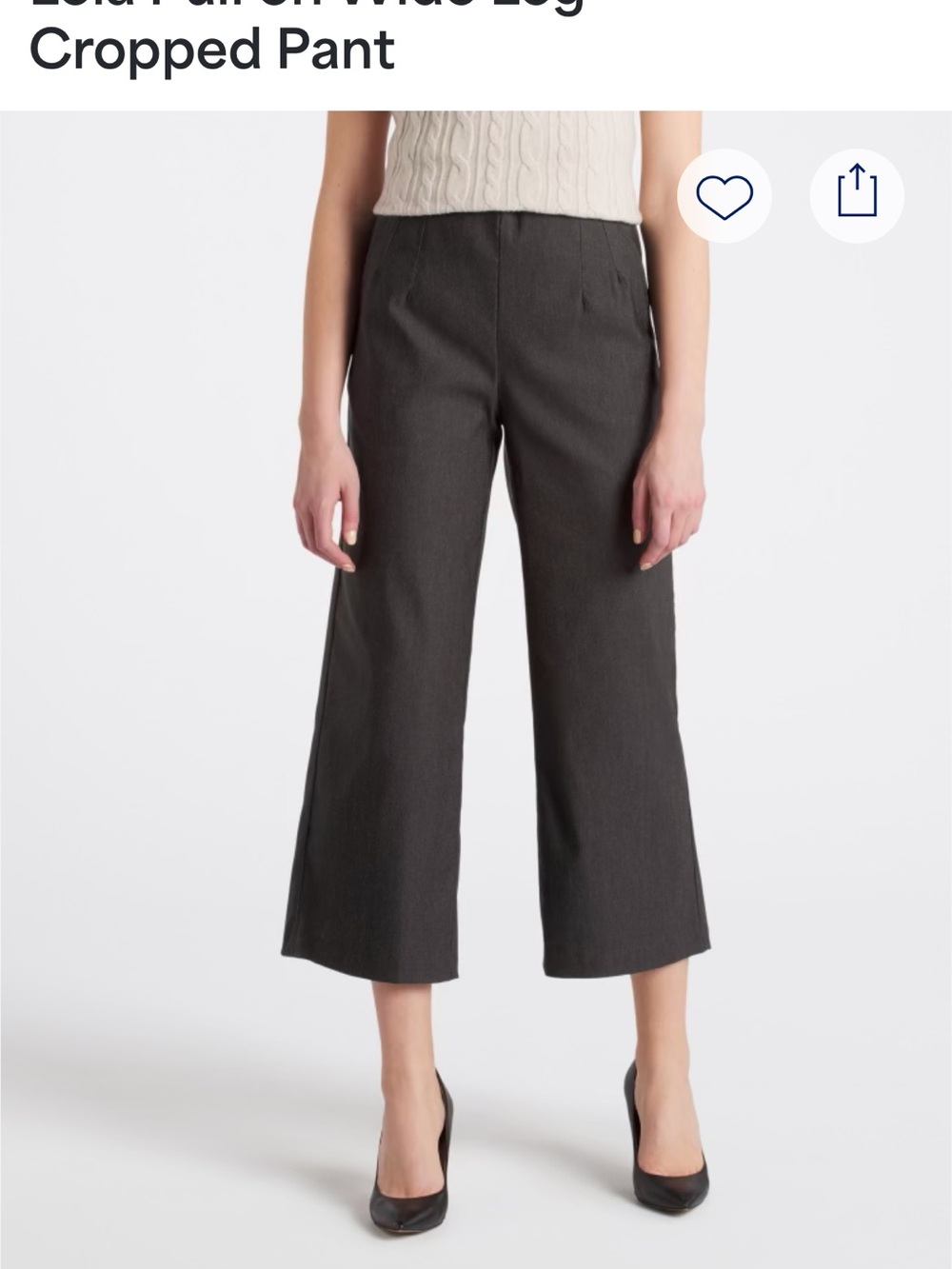 Tribal Charcoal Wide-Leg Cropped Pull-On Pants